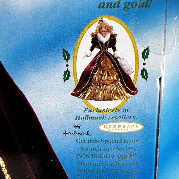 HALLMARK Keepsake HOLIDAY BARBIE 1996 Set of 2 Doll Ornament NIB Original Box - Picture 7 of 12